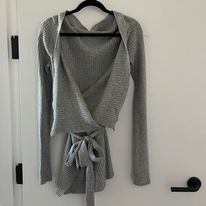 Grey wrap sweater